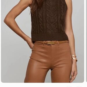 L'AGENCE Dark Brown Cable Knit Sleeveless Sweater Size Small. New, with tags
